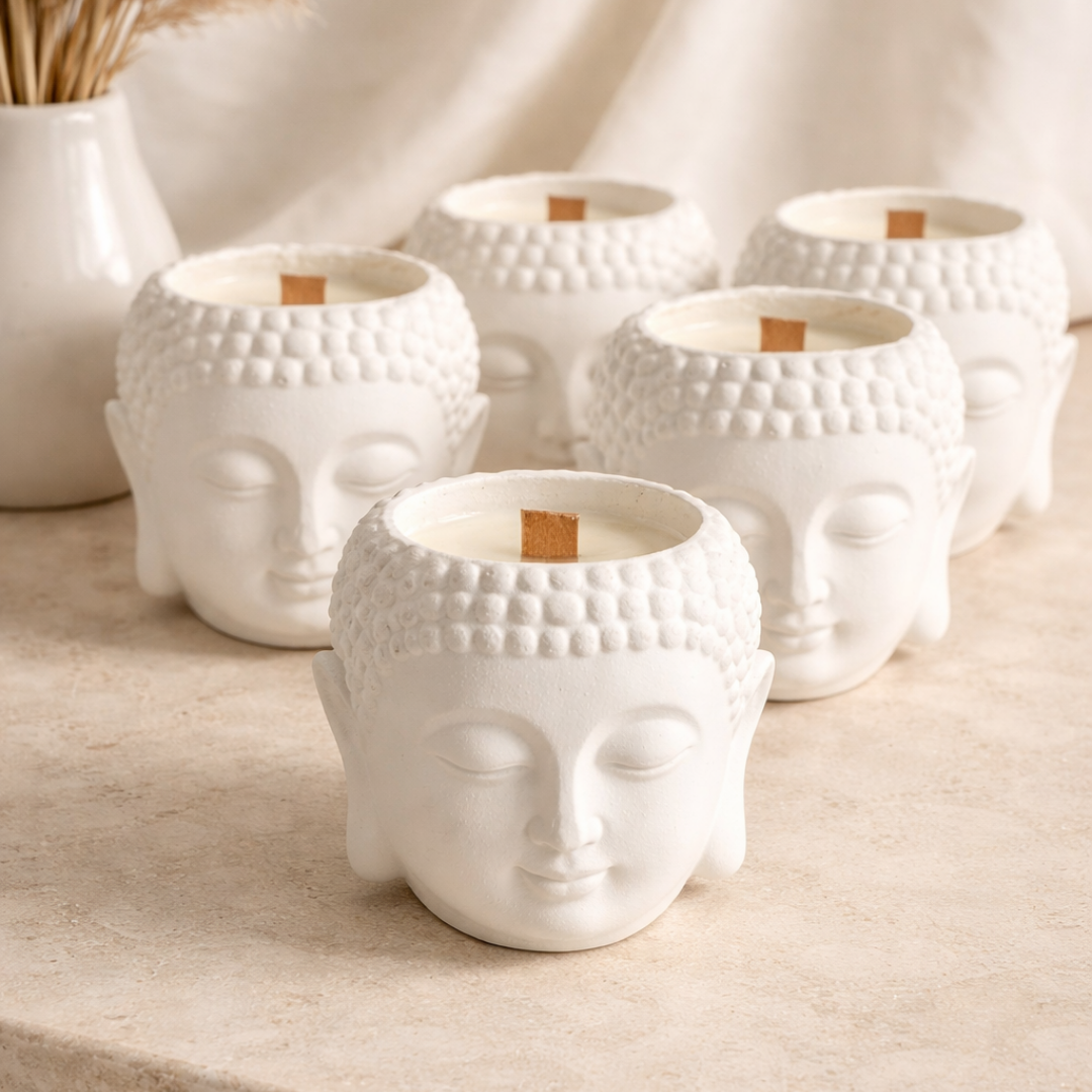 Świeca sojowa handmade, naturalna świeca w formie gipsowej - Boho Reserve - Budda