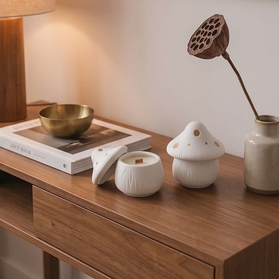 Jesienny Szept – naturalna świeca sojowa w ceramicznym grzybku