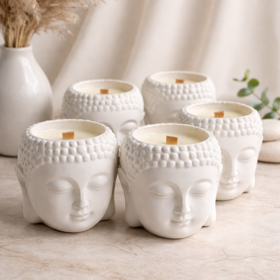 Świeca sojowa handmade, naturalna świeca w formie gipsowej - Boho Reserve - Budda