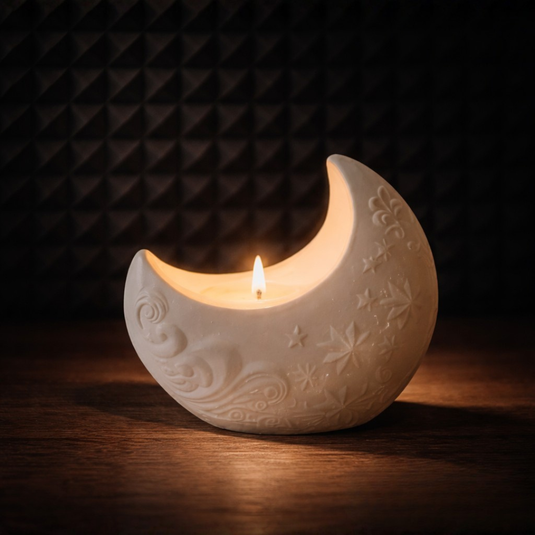 Świeca sojowa handmade Luna – zapach 1001 nocy | dekoracyjna świeca gipsowa