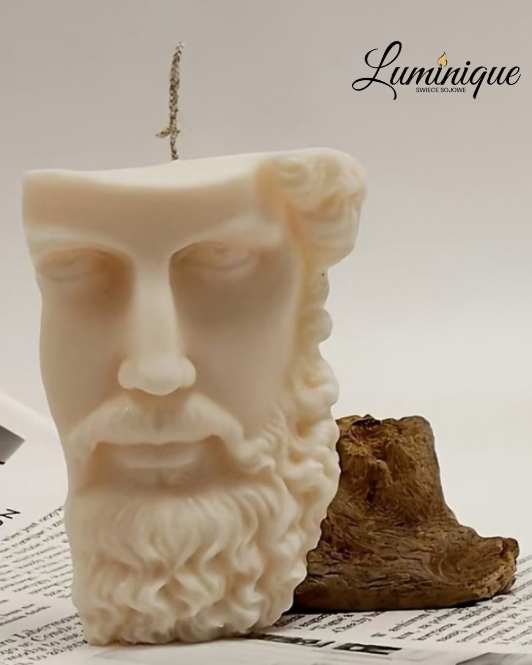 Świeca sojowa handmade Grecki Bóg – świeca wolnostojąca bezzapachowa