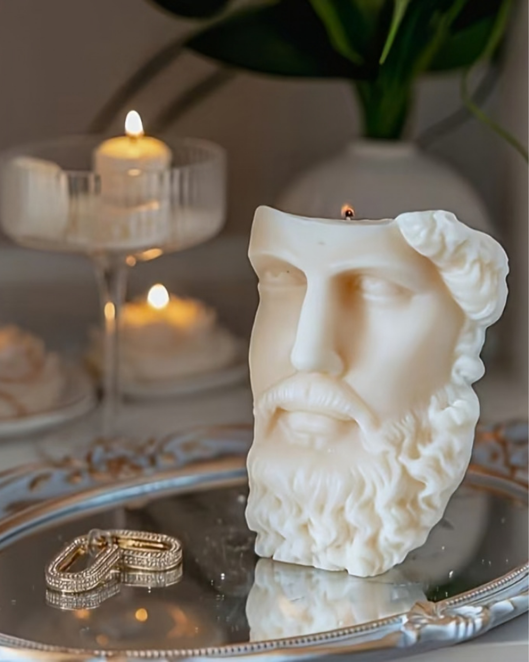 Świeca sojowa handmade Grecki Bóg – świeca wolnostojąca bezzapachowa