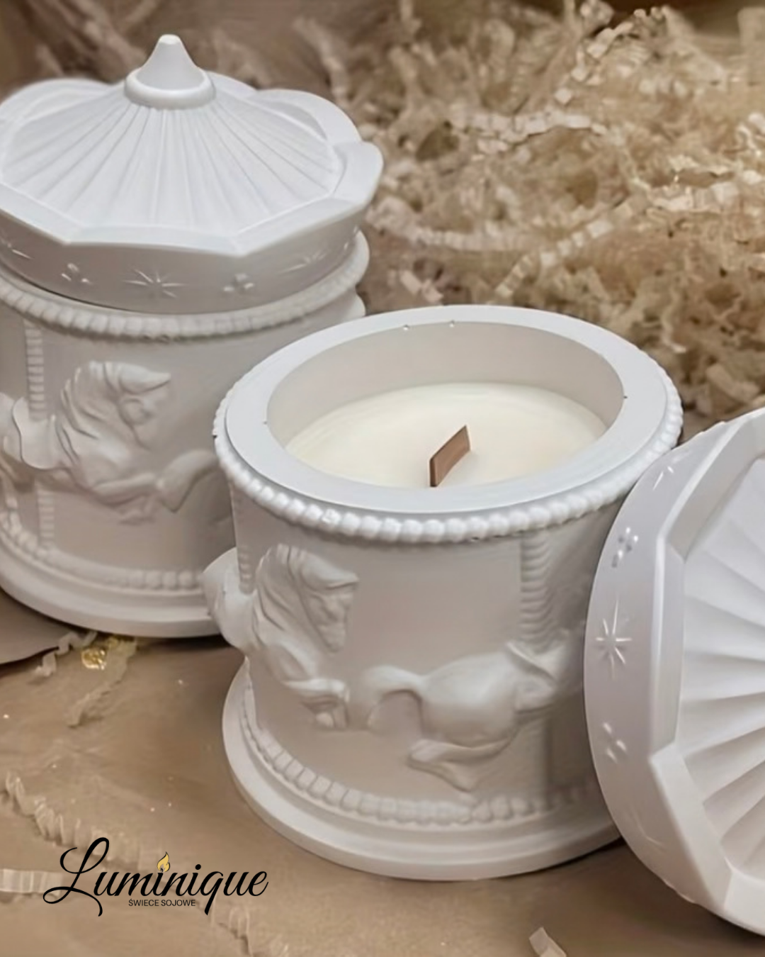 Świeca sojowa handmade Karuzela – zapach gumy balonowej | dekoracyjna świeca 250 g