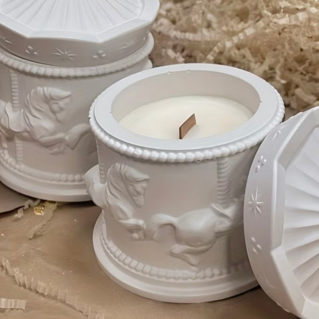 Świeca sojowa handmade Karuzela – zapach gumy balonowej | dekoracyjna świeca