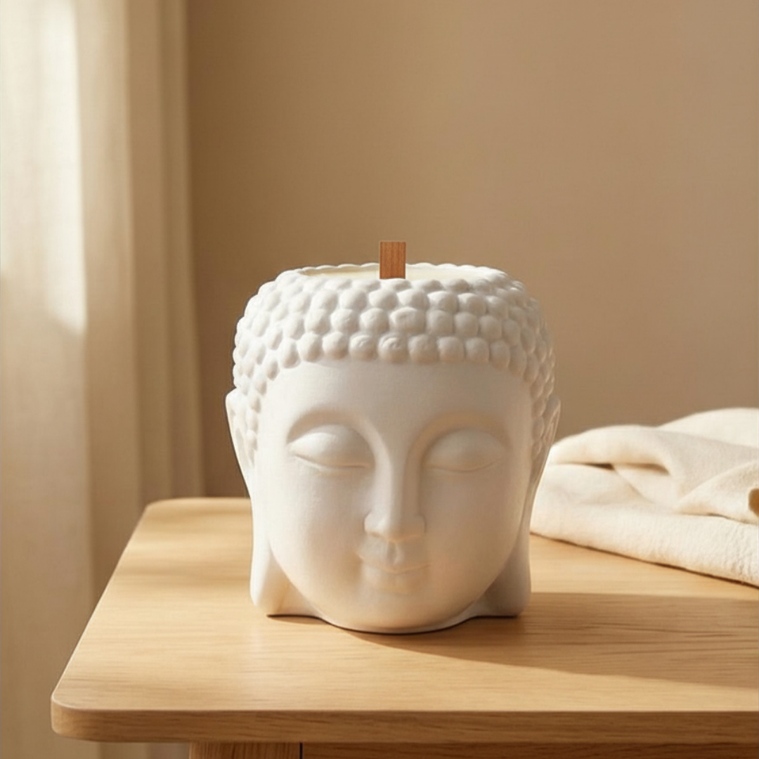 Świeca sojowa handmade, naturalna świeca w formie gipsowej - Boho Reserve - Budda