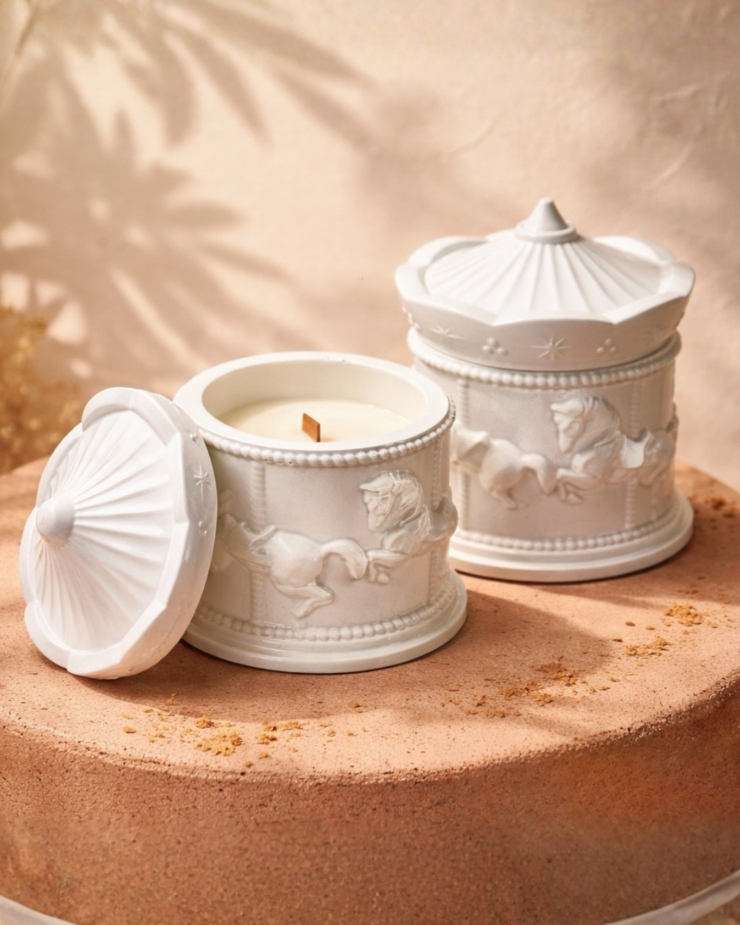 Świeca sojowa handmade Karuzela – zapach gumy balonowej | dekoracyjna świeca 250 g