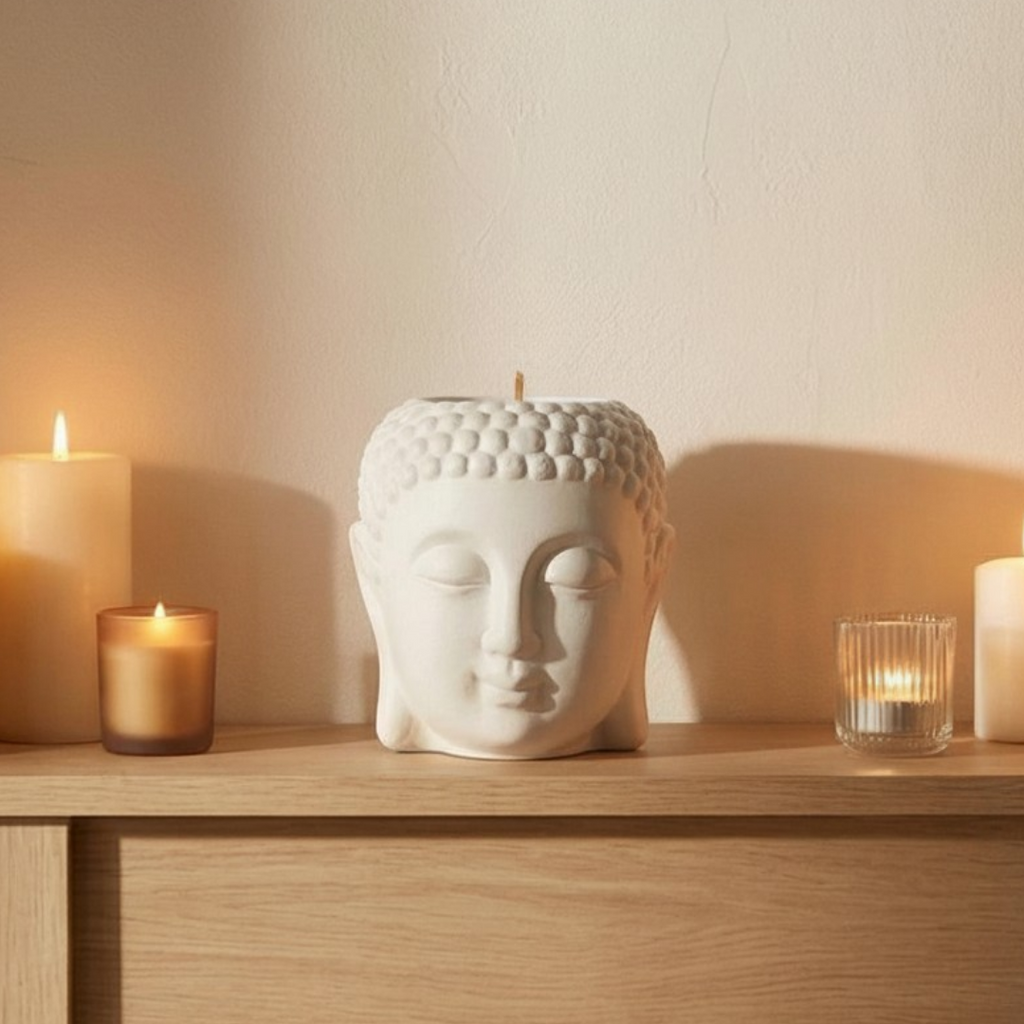 Świeca sojowa handmade, naturalna świeca w formie gipsowej - Boho Reserve - Budda