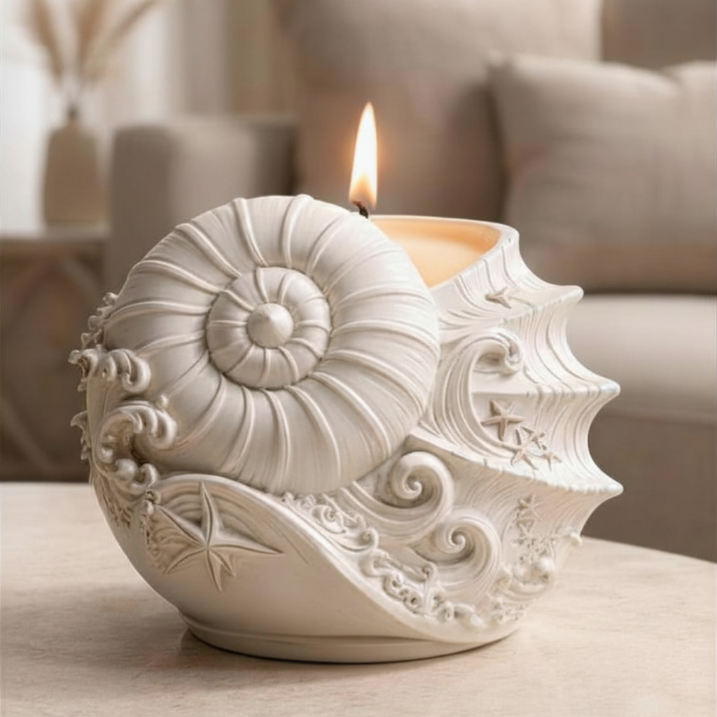 Świeca sojowa handmade, muszla , zapach oceanicznej bryzy