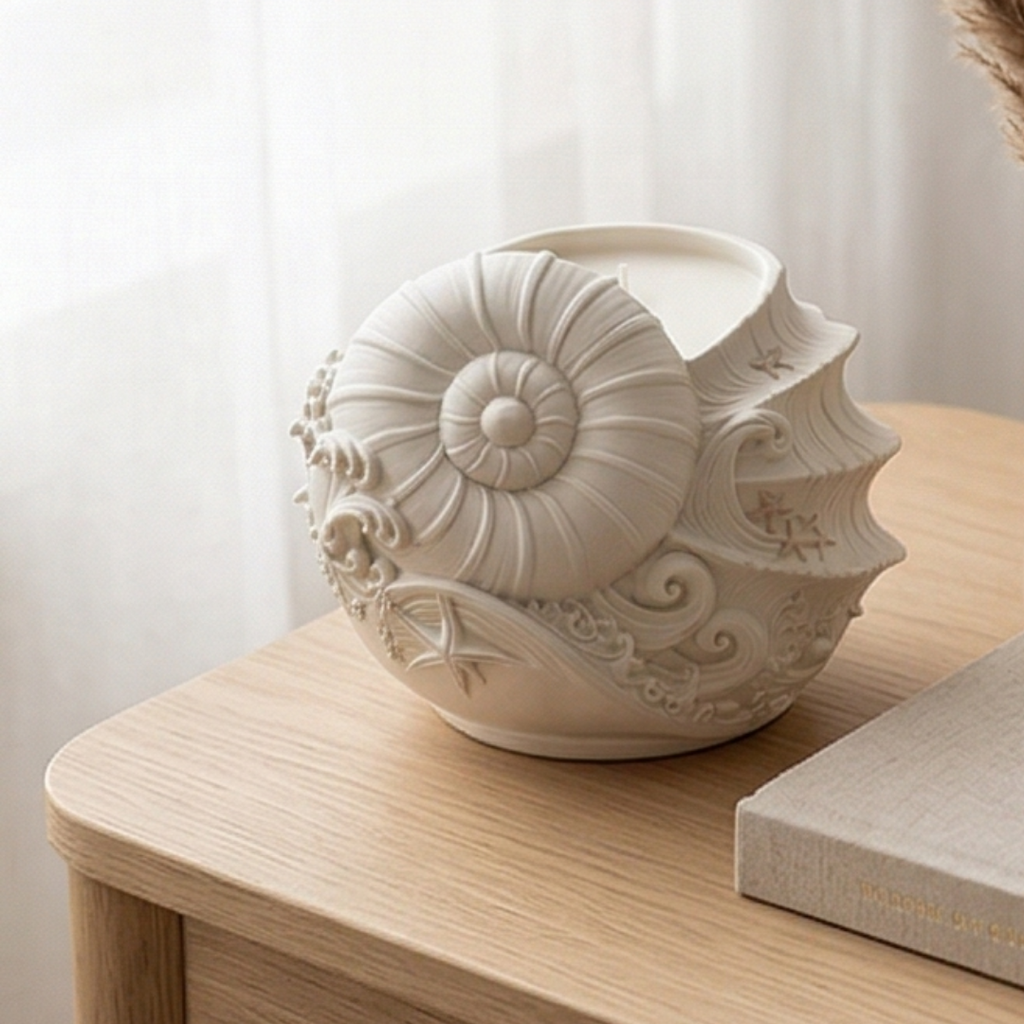 Świeca sojowa handmade, muszla , zapach oceanicznej bryzy