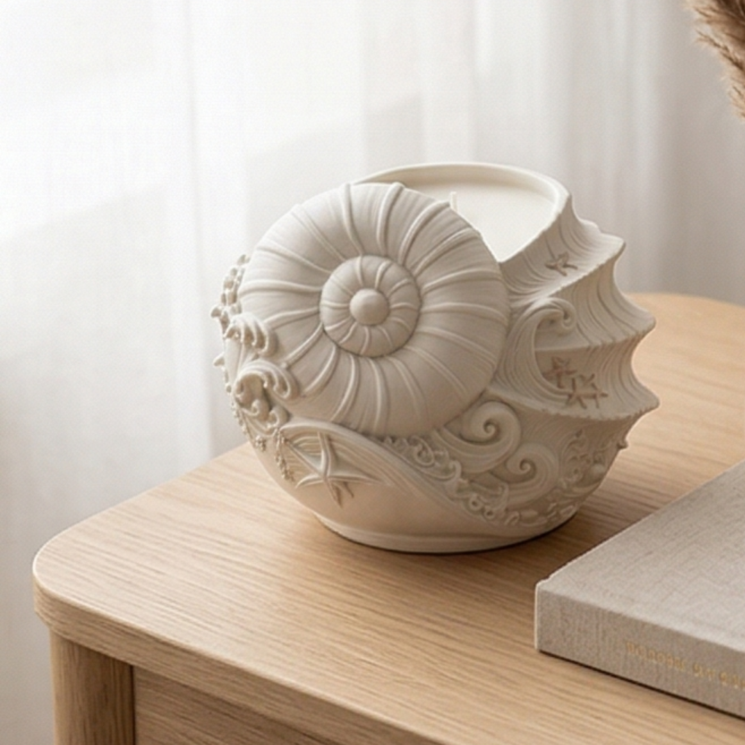 Świeca sojowa handmade, muszla , zapach oceanicznej bryzy