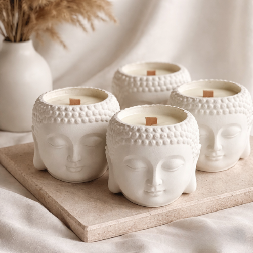 Świeca sojowa handmade, naturalna świeca w formie gipsowej - Boho Reserve - Budda