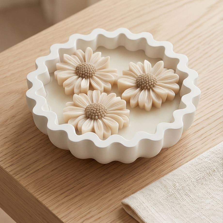 Świeca sojowa handmade Stokrotki – zapach kwiatów i trawy cytrynowej