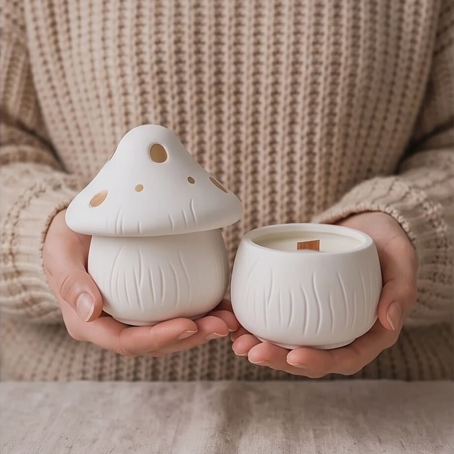 Jesienny Szept – naturalna świeca sojowa w ceramicznym grzybku
