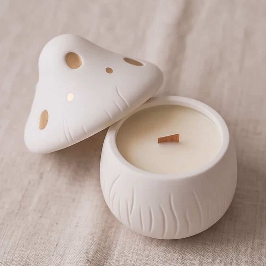 Jesienny Szept – naturalna świeca sojowa w ceramicznym grzybku
