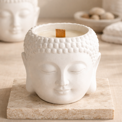 Świeca sojowa handmade, naturalna świeca w formie gipsowej - Boho Reserve - Budda